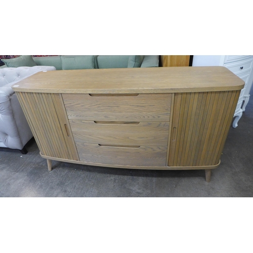 1556 - A Tambour oak large sideboard