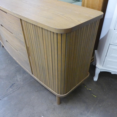 1556 - A Tambour oak large sideboard