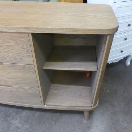 1556 - A Tambour oak large sideboard