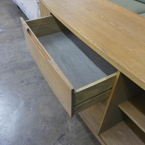 1556 - A Tambour oak large sideboard