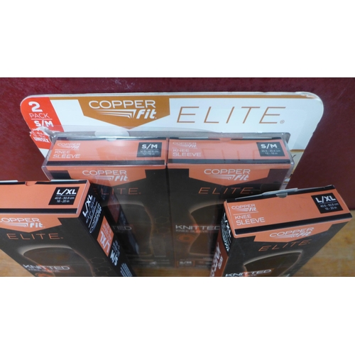 3082 - Four Copperfit Elite Knee Supports (2x S/M) (2x L/XL) (251-186)    * This lot is subject to vat