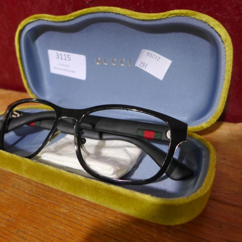 3115 - Gucci Black Metal Glasses, Gg0175O 002 54X17, Original RRP £170.78 + vat(251-266)    * This lot is s... 