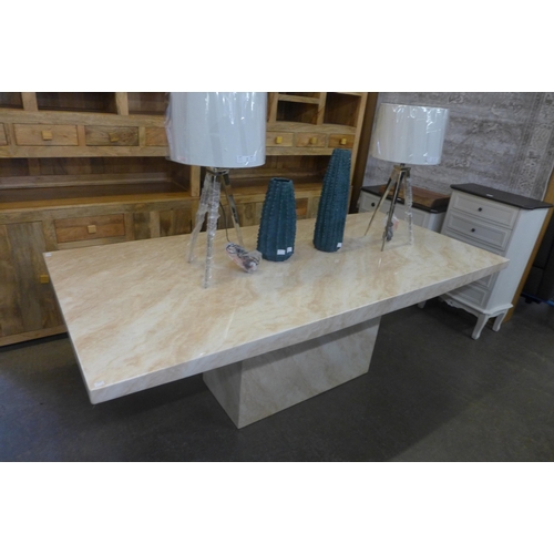 1584 - A Cream 7ft marble effect dining table