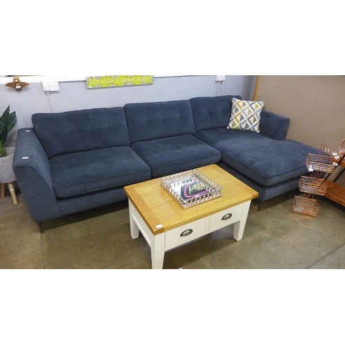 1301 - A graphite velvet RHF corner sofa