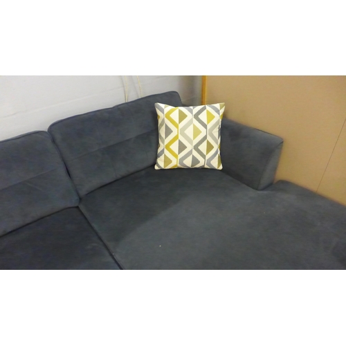 1301 - A graphite velvet RHF corner sofa