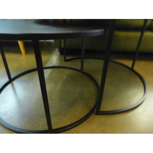 1353 - A black metal circular industrial nest of tables