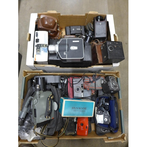 1113 - Two boxes of cameras and camera equipment **PLEASE NOTE THIS LOT IS NOT ELIGIBLE FOR POSTING AND PAC... 