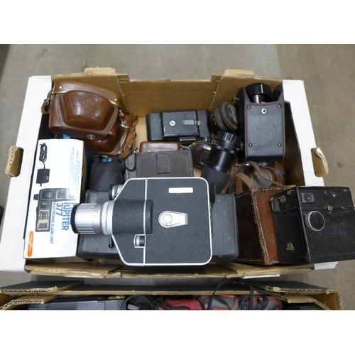 1113 - Two boxes of cameras and camera equipment **PLEASE NOTE THIS LOT IS NOT ELIGIBLE FOR POSTING AND PAC... 