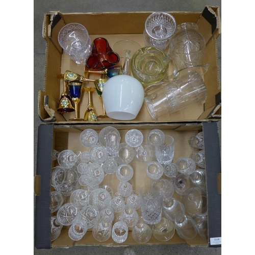 1118 - Two boxes of assorted glasses, bowls, ashtray, jug, etc. **PLEASE NOTE THIS LOT IS NOT ELIGIBLE FOR ... 