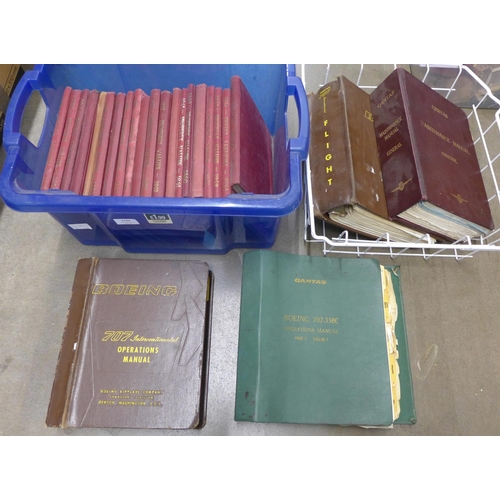 1120 - A collection of mid 20th Century property auction books and Qantus and Boeing flight operation manua... 