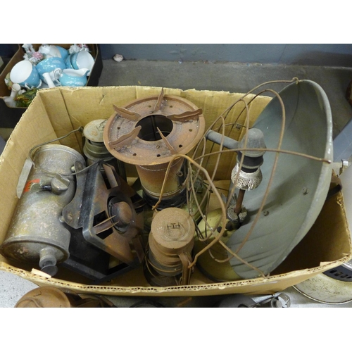 1124 - A collection of fans, lamps, burners and two large paraffin heaters **PLEASE NOTE THIS LOT IS NOT EL... 