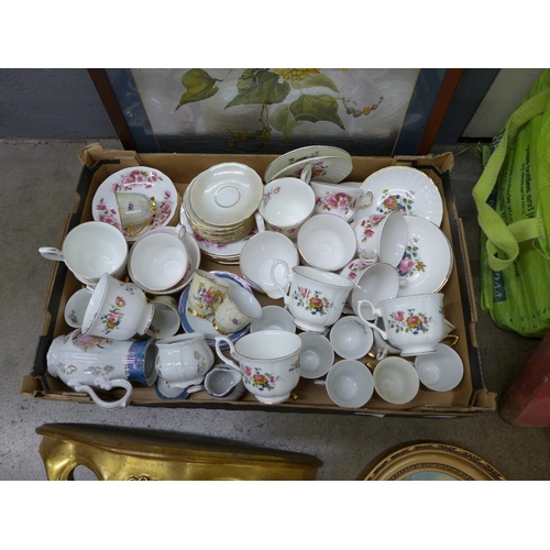 1129 - A collection of tea sets including Queen Anne, paintings, prints, etc., and a collection of books **... 