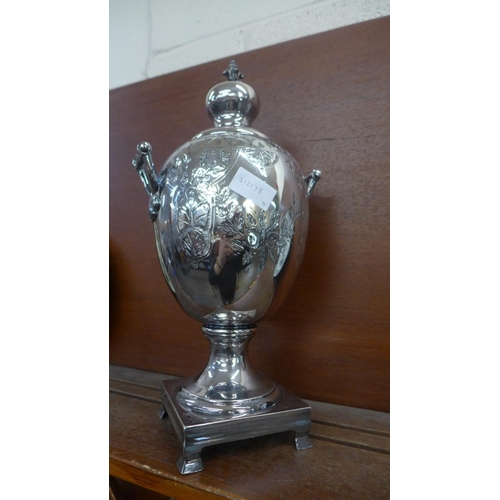 614 - A silver plated samovar, 42cm