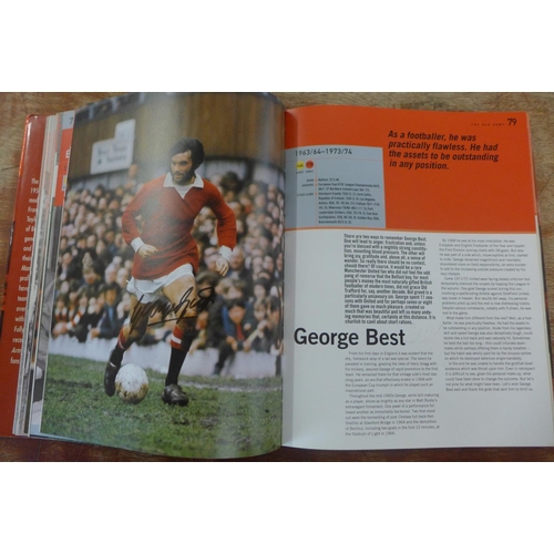 669 - A Manchester United player roster book containing 96 signatures of former players and managers inclu... 