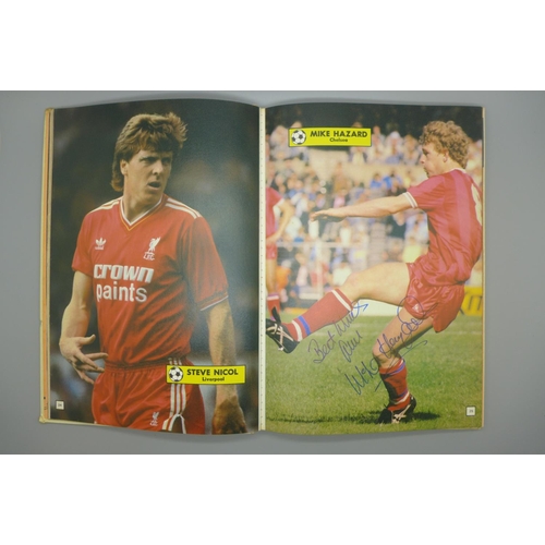 679 - A 1987 Topical Times football book containing autographs from former footballers including Steve Hod... 