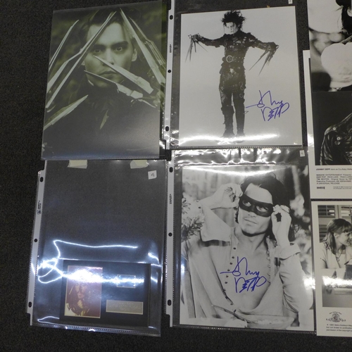 685 - Johnny Depp, two autographed signed in blue ink, also a limited edition factory film cell, 136:1000,... 