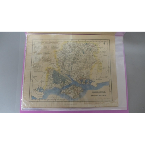 689 - A folder of six 19th Century hand coloured engravings of county maps