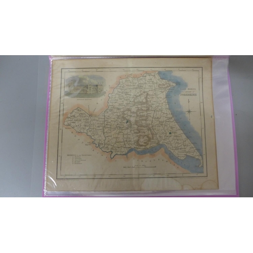 689 - A folder of six 19th Century hand coloured engravings of county maps