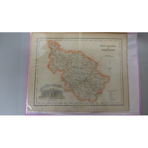 689 - A folder of six 19th Century hand coloured engravings of county maps