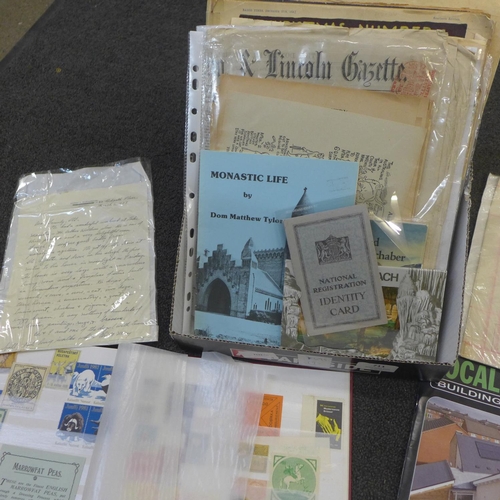 711 - Paper ephemera; a box of ephemera from the mid 1800's to mid 1900's