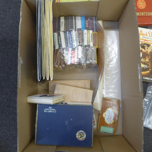 728 - A box of cigarette and cigar boxes, match boxes and labels, etc.