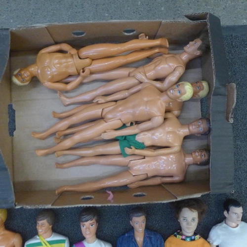 753 - A box of sixteen boy dolls including Paul with rooted hair