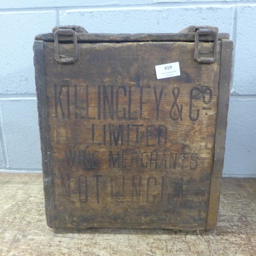 819 - A Killingley & Co. pine bottle crate