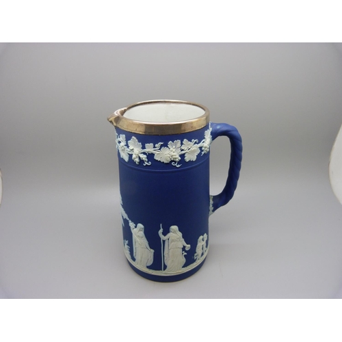 840 - A silver mounted Wedgwood jug, 16.5cm