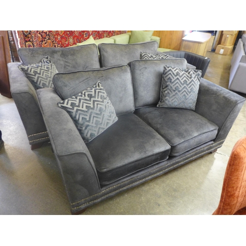 1560 - Andreas graphite velvet four seater and two seater sofas