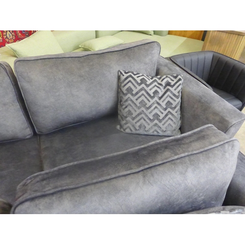 1560 - Andreas graphite velvet four seater and two seater sofas