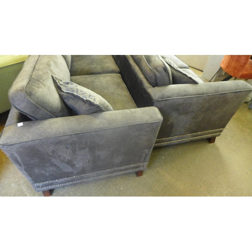 1560 - Andreas graphite velvet four seater and two seater sofas