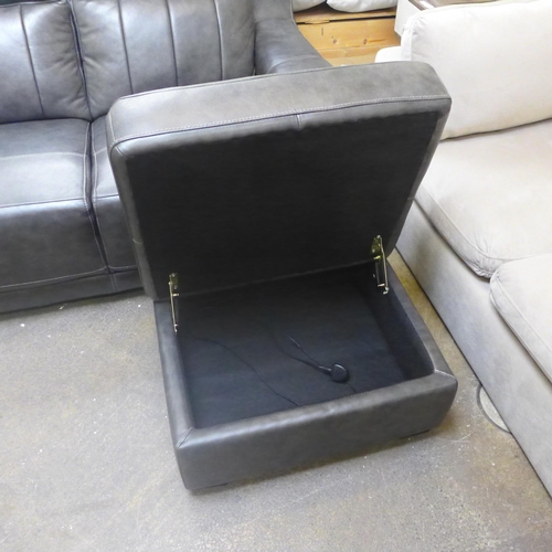 1563 - New York graphite leather two seater, armchair and footstool