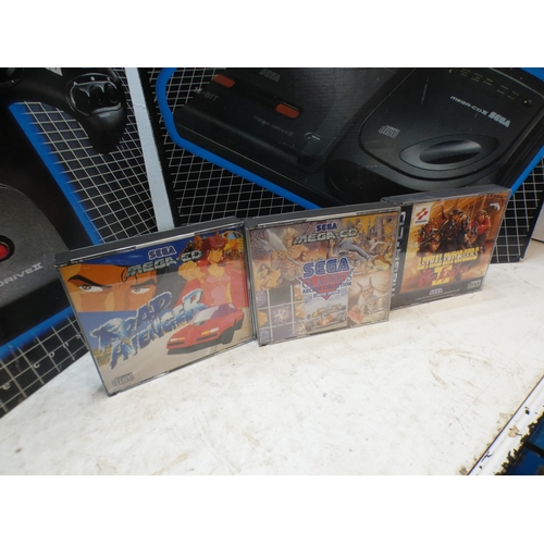 2203 - Sega Megadrive II with Sega Mega CD with 3 games - all W, boxed