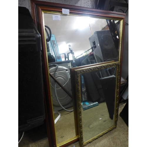 2336 - A mahogany and parcel gilt framed mirror and a gilt framed mirror