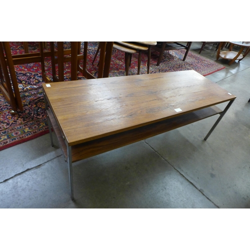 115 - A teak and chrome coffee table