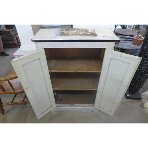 294 - A painted pine and beech kitchen cupboard