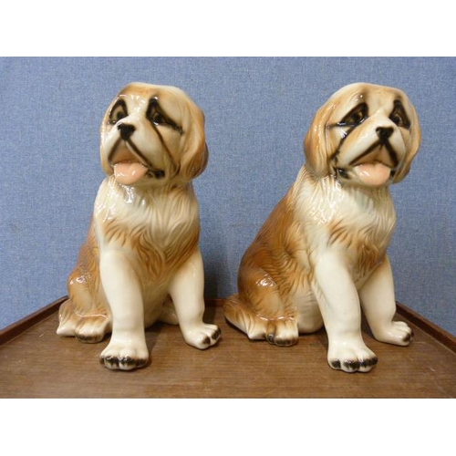 399 - A pair of large pottery figures of St. Bernards