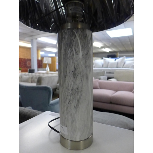 1420 - A Carrara grey marble effect table lamp with black cotton shade (30-787-C38)   #