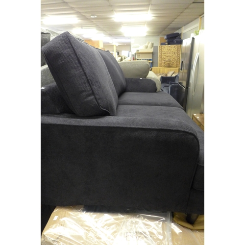 1491 - An Abberton-flex Marseille black fabric two and three seater sofas