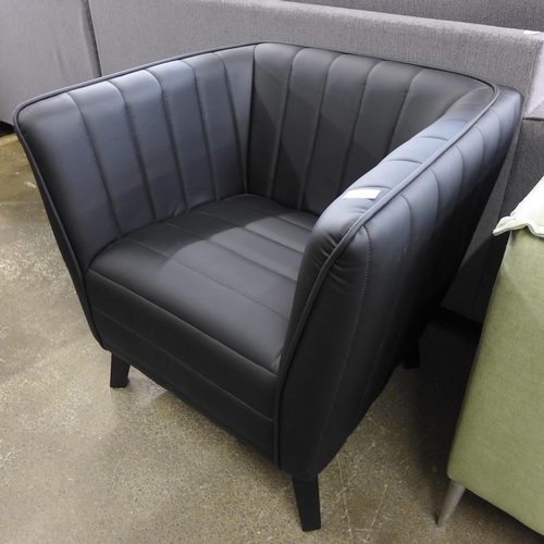 1559 - A Delph black leather effect upholstered tub chair