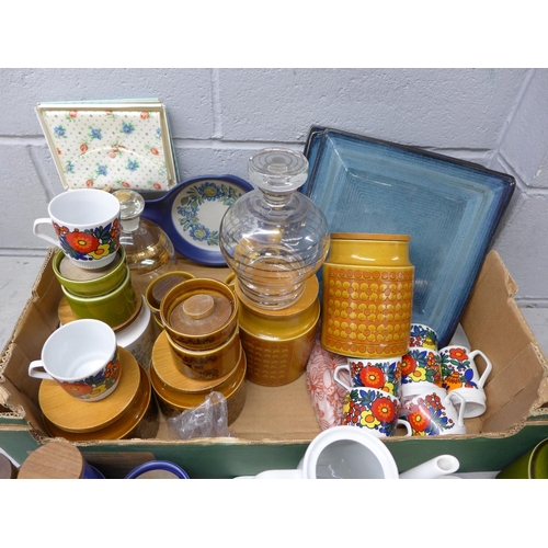 1015 - A collection of retro china including Scandinavian Figgio, Germany coffee pot, Pallisey tea cups and... 