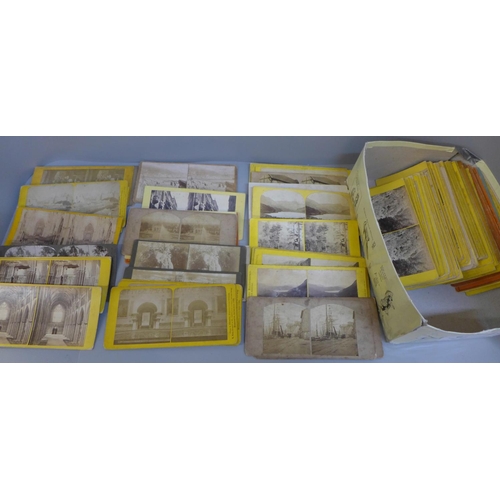 667 - A collection of approximately 90 stereoscopic slides