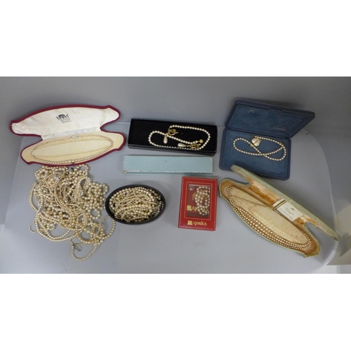 706 - A collection of faux pearl jewellery, some boxed