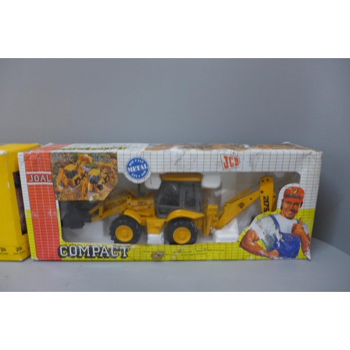 729 - A JCB 4CX Sitemaster vehicle and a Joal Compact Backhoe Loader die-cast vehicles, both boxed