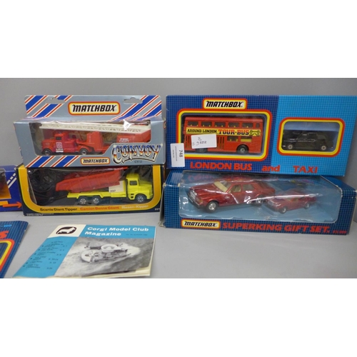 748 - Six Corgi and Matchbox model vehicles, boxed