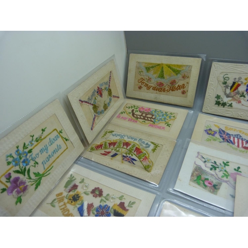 797 - A collection of seventeen silk greetings postcards, WWI period