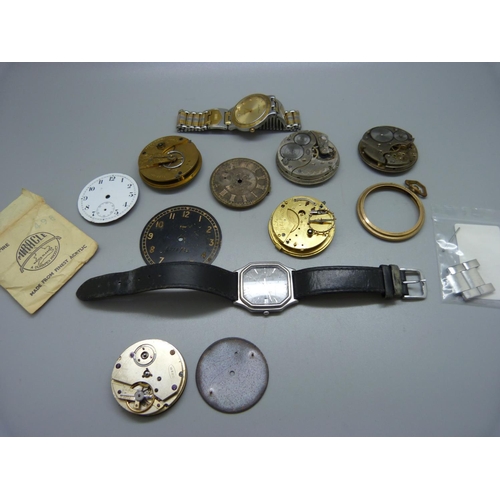 822 - A collection of pocket watch movements, etc.