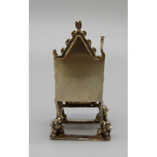 835 - A hallmarked silver Coronation chair, a/f, London 1910, 55mm