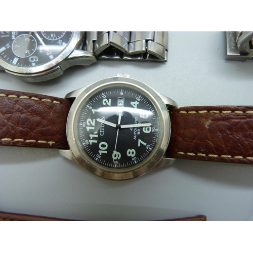 839 - A collection of wristwatches including Citizen automatic