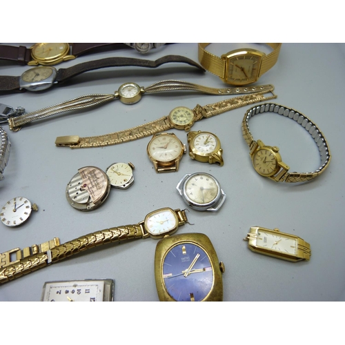 853 - A collection of wristwatches and parts, a/f